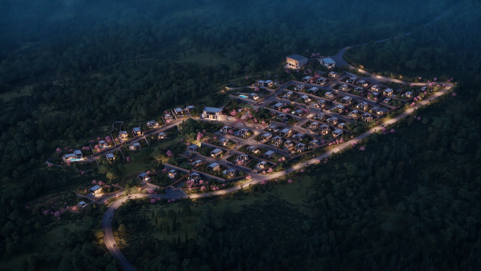 Lisi City View — დასახლება ღამით